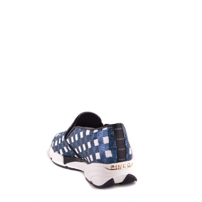 Shop Pinko Women's Blue Fabric Slip On Sneakers