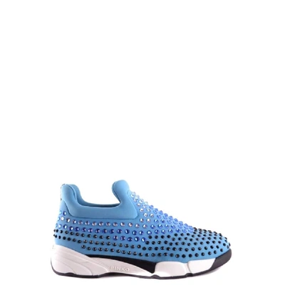 Shop Pinko Women's Light Blue Fabric Slip On Sneakers