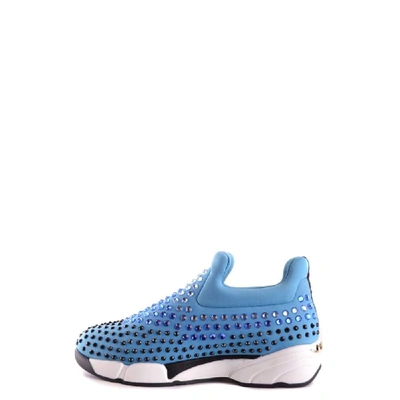Shop Pinko Women's Light Blue Fabric Slip On Sneakers