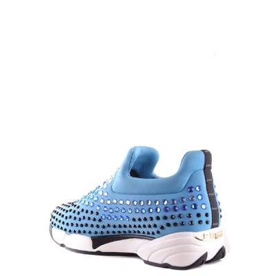 Shop Pinko Women's Light Blue Fabric Slip On Sneakers
