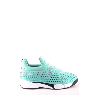 Shop Pinko Women's Green Fabric Slip On Sneakers