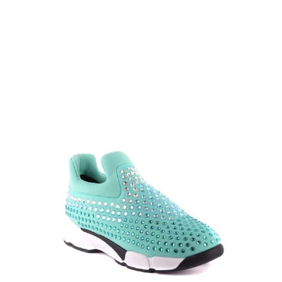 Shop Pinko Women's Green Fabric Slip On Sneakers