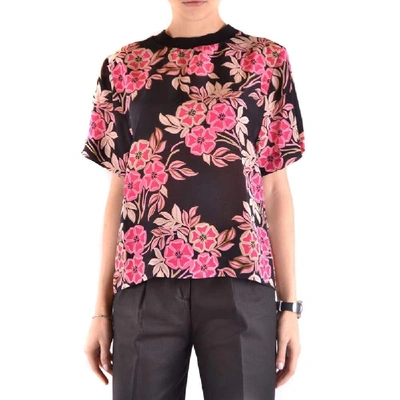 Shop Msgm Women's Black Silk T-shirt