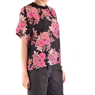 Shop Msgm Women's Black Silk T-shirt