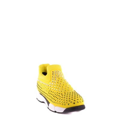 Shop Pinko Women's Yellow Fabric Slip On Sneakers