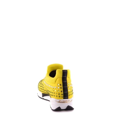 Shop Pinko Women's Yellow Fabric Slip On Sneakers