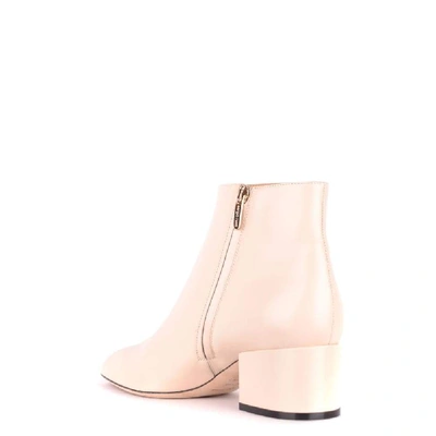 Shop Sergio Rossi Women's Beige Leather Ankle Boots