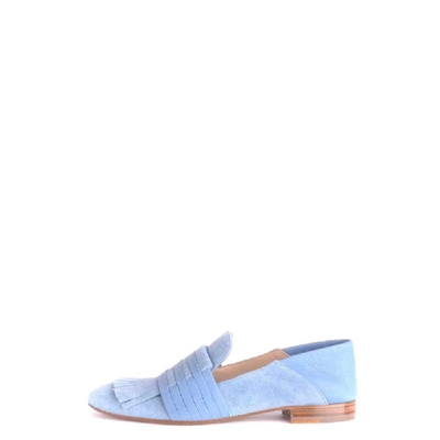 Shop Fratelli Rossetti Women's Light Blue Suede Loafers