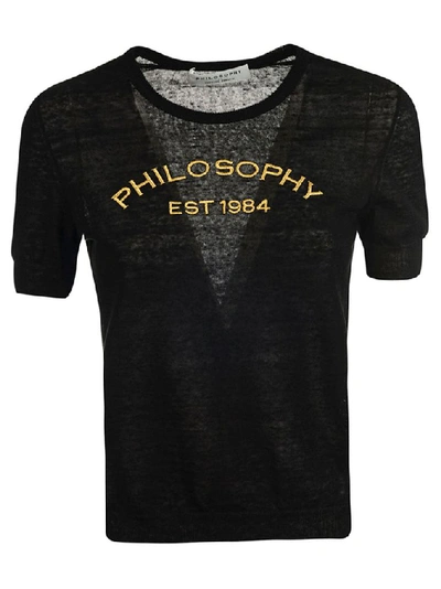Shop Philosophy Women's Black Linen T-shirt