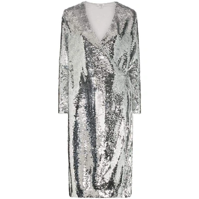 Shop Ganni Women's Silver Polyester Dress