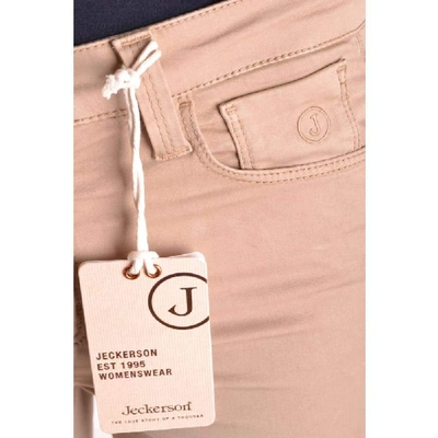 Shop Jeckerson Women's Beige Cotton Jeans