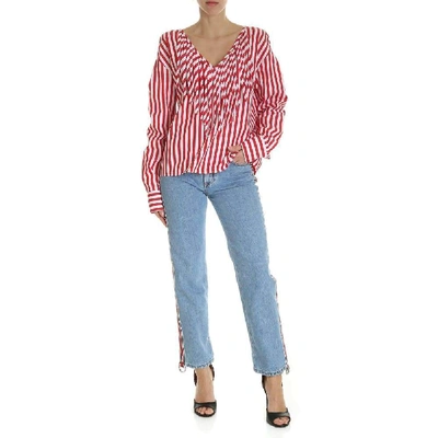 Shop Msgm Women's Red Cotton Blouse