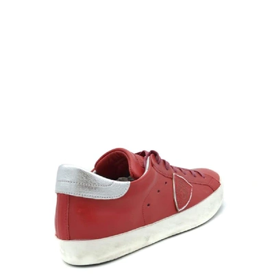 Shop Philippe Model Women's Red Leather Sneakers