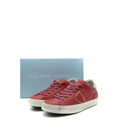 Shop Philippe Model Women's Red Leather Sneakers