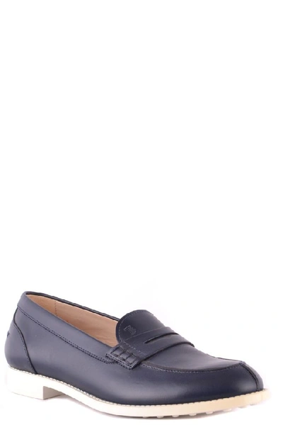 Shop Tod's Women's Blue Leather Loafers