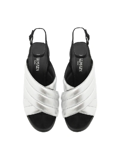 Shop Balmain Women's Silver Leather Sandals