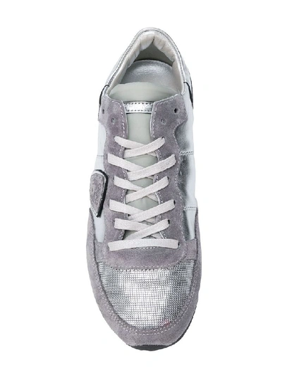 Shop Philippe Model Women's Silver Leather Sneakers