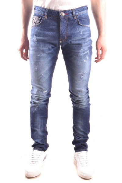 Shop Philipp Plein Men's Blue Cotton Jeans