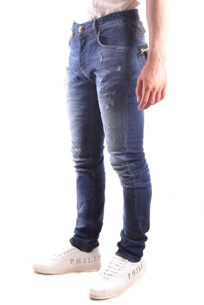 Shop Philipp Plein Men's Blue Cotton Jeans