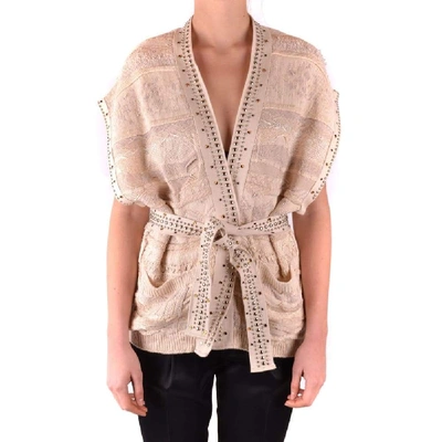 Shop Laneus Women's Beige Cotton Cardigan