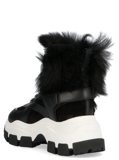 Shop Prada Women's Black Leather Hi Top Sneakers