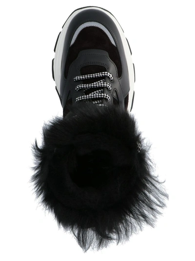 Shop Prada Women's Black Leather Hi Top Sneakers