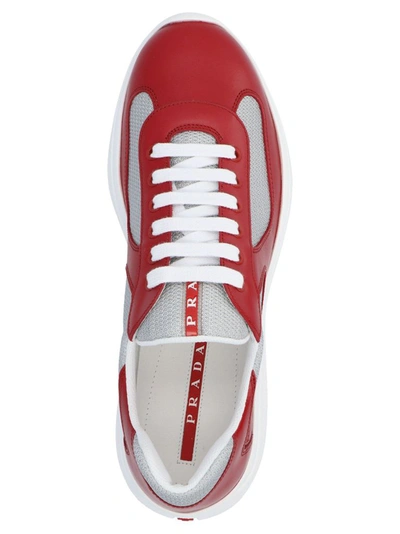 Shop Prada Linea Rossa Men's Red Leather Sneakers