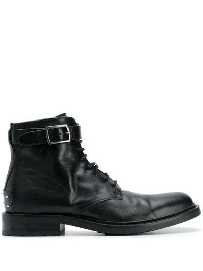 Shop Saint Laurent Men's Black Leather Ankle Boots