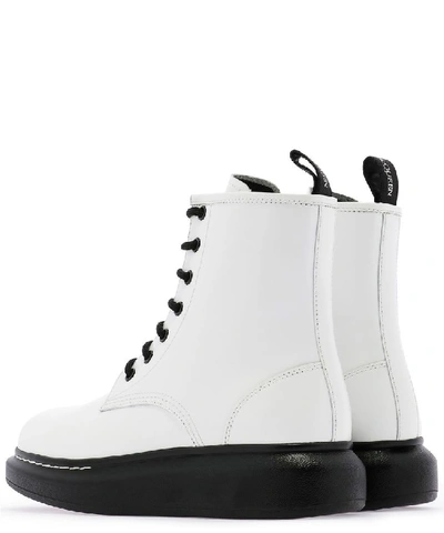 Shop Alexander Mcqueen Women's White Leather Ankle Boots