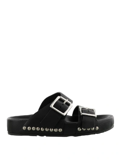 Shop Alexander Mcqueen Men's Black Leather Sandals
