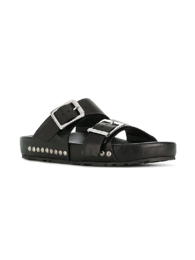 Shop Alexander Mcqueen Men's Black Leather Sandals