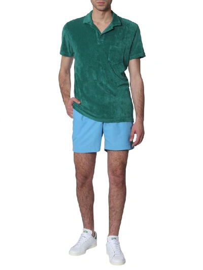 Shop Orlebar Brown Men's Green Cotton Polo Shirt