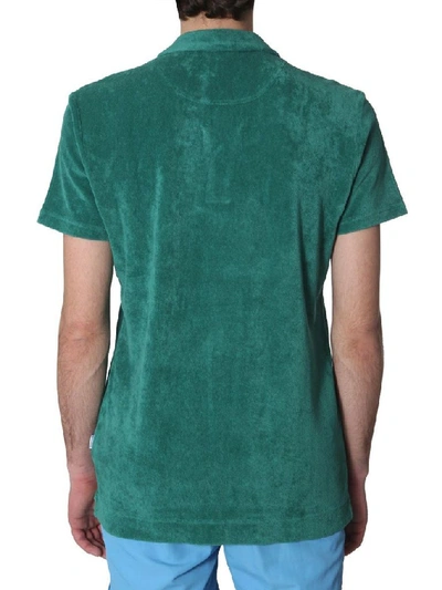 Shop Orlebar Brown Men's Green Cotton Polo Shirt