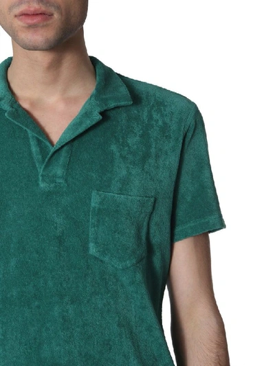 Shop Orlebar Brown Men's Green Cotton Polo Shirt