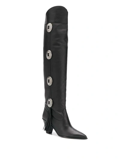 Shop Aquazzura Women's Black Leather Boots