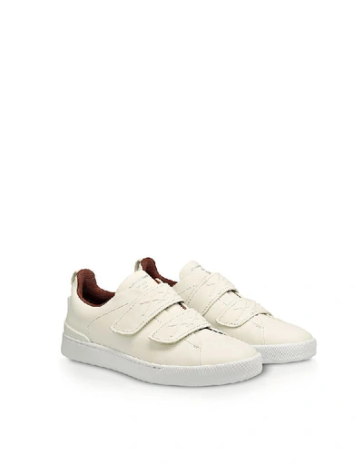 Shop Ermenegildo Zegna Men's White Leather Sneakers