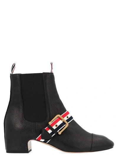Shop Thom Browne Women's Black Leather Ankle Boots
