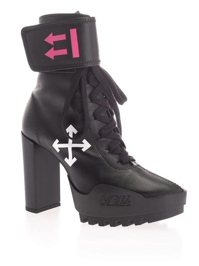 Shop Off-white Women's Black Leather Ankle Boots