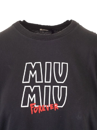 Shop Miu Miu Women's Black Cotton T-shirt
