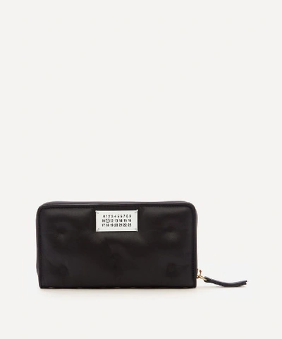 Shop Maison Margiela Soft Leather Zip Wallet In Black