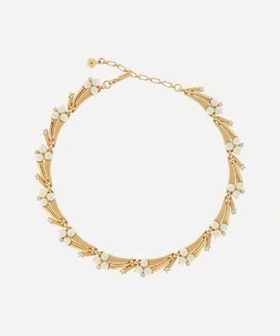 Shop Susan Caplan Vintage Gold-plated 1960s Trifari Crystal And Faux Pearl Collar Necklace