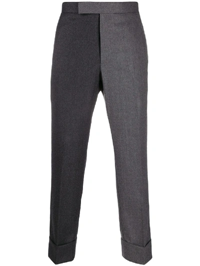 Shop Thom Browne Fun-mix Flannel Trousers In Grey