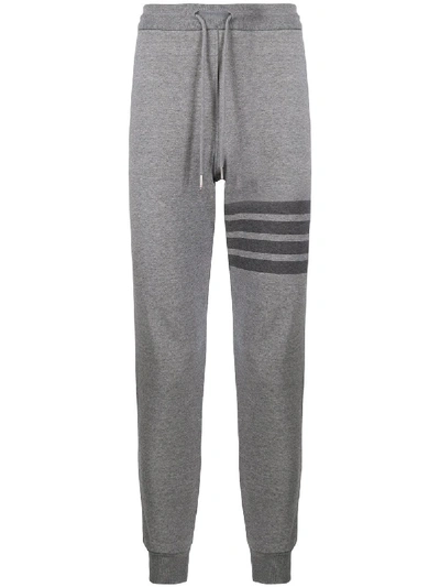 Shop Thom Browne Striped Cotton Track Pants In Grey