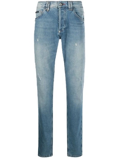 Shop Philipp Plein Stonewashed Straight-leg Jeans In Blue