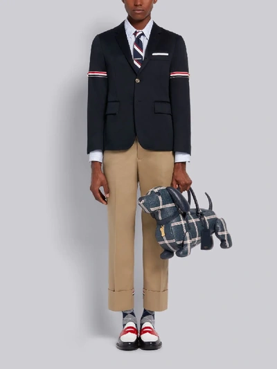 Shop Thom Browne Navy Cotton Twill Grosgrain Armband Unconstructed Classic Sport Coat In Blue