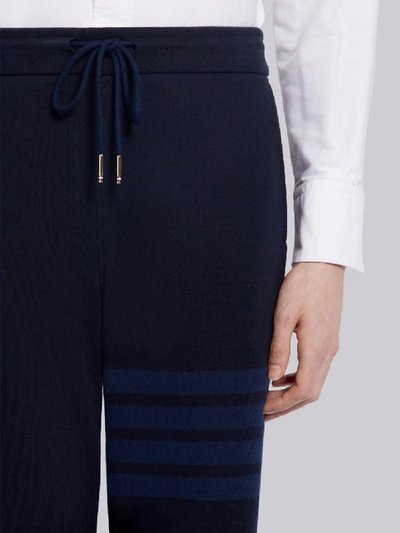 Shop Thom Browne Navy Cotton Loopback Tonal 4-bar Sweatpants In Blue