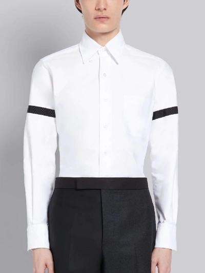 Shop Thom Browne White Cotton Oxford Black Armband Classic Shirt