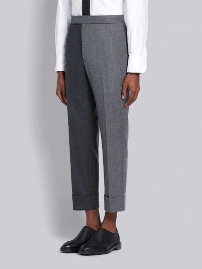 Shop Thom Browne Dark Grey Super 120s Wool Flannel Funmix Classic Trouser