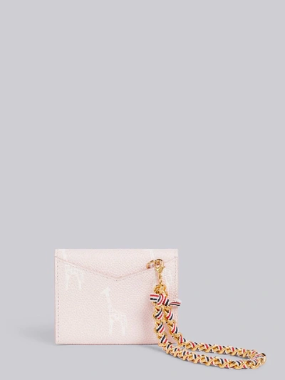 Shop Thom Browne Light Pink Pebbled Calfskin 3-d Giraffe Print Envelope Chain Card Holder