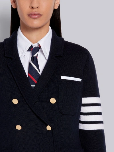 Shop Thom Browne Navy Double Face Fine Merino Wool Double Breasted 4-bar Jacket In Blue